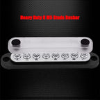 8 x M5 (#10) Studs Power Distribution Block Bus Bar 12V, Ampper 5.9" HD 120A Marine BusBar Battery Distribution Block W/Cover for Car Boat Solar (Black)