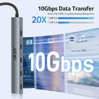 Acer 10 Gbps USB C Hub, USBC Splitter with 4*USB C 3.2 and 100W PD Port, Fast Transfer Type-C Multiport Adapter Compatible with MacBook Pro/M2/M1, iPad, Surface Pro, XPS【No Video Output】