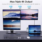 USB C Docking Station Dual DP Monitor, Displayport Docking Station with Dual DP, HDMI, VGA, USB2.0 Ports for Lenovo HP Dell, Windows System Computer (Gray)