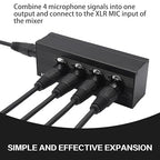 HUALEU 3Pin XLR 1 Male to 4 Female Splitter,4WAY XLR Four-Input and one-Output Parallel Connection Adapter,Four Microphone inputs Converted to one Output,4 in to 1 Out Aduio Splitter
