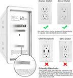 Outlet Extender, Surge Protector Outlet with 5-Multi Plug Outlet and 4 USB Ports(2 USB C), 3-Sided 1680J Power Strip Wall Charger, Multiple-Plug Outlet Splitter for Home Travel Office,ETL Listed,White