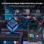 Heepulor Infinity Hyper Cube LED Table Lamp, Color-Changing Music-Sync APP-Controlled Ambient Light for Gaming, Party, Home (Small 4Inchs)