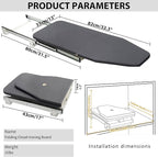 AKOZLIN Retractable Pull Out Ironing Board Closet Sliding Out Swivel Iron Board Mounted in Drawer with Heat Resistant Ironing Cover, Board Size: 31.88"*13", Gray