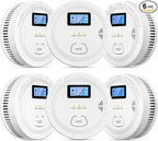 6 Packs, 2 in 1,Smoke Carbon Monoxide Detector,Carbon Monoxide Detectors/Smoke Alarm,85 dB Alarm,Large Screen Readout,Test Button,Battery Operated, Work State LED Flash,Easy Install