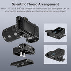 SMALLRIG Camera Base Plate with 15mm LWS Rod Rail Clamp, Baseplate for Sony A6500 A6600 A6300, for Canon R5 R6, for Sony A7SIII / A7III, Both for Cameras & Cages
