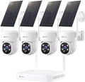 Kittyhok Solar Security Cameras Wireless Outdoor, 360° Pan & Tilt Home Security Camera, No Subscription, 2K Clarity, Color Night Vision, WiFi6 NVR with 64GB microSD Card, Local Storage, 5G & 2.4G WiFi