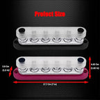 6 x M10 (3/8") Studs Power Distribution Block Bus Bar 12V, Ampper 7" HD 300A Marine BusBar Battery Distribution Block W/Cover for Car Boat Solar (Red & Black)