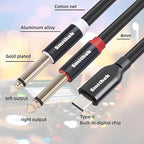 Smithok USB C to Dual 6.35mm 1/4 inch Stereo Splitter Y Cable, USB Type C to Dual 6.35mm 1/4 inch TS Audio Cord for iPhone 15 Series,Smartphone,Tablet,Laptop, Amplifier, Speaker(3.3 ft/1m)