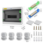 Mollom 12 Way HA Series Power Distribution Box with Bus Bars and Din Rail for Miniature Circuit Breaker MCB,Waterproof IP66,Solar Power Distribution Panel for Indoor and Outdoor Use