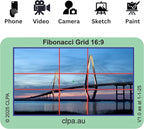 CLPA Fibonacci Viewfinder Set: Fibonacci Matrix, Grid, Spiral, and Diagonals for Art, Photography, & Video