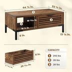 Bme Millie Coffee Tables for Living Room - Industrial Rustic - Two Drawers - Open Shelf - Rustic Scuffed Texture - Convenient Metal Handle and Sturdy Legs with Levelers - Easy Assembly - Chestnut