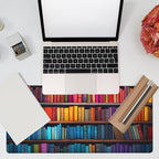 Eflxamz Large Gaming Mouse Pad for Desk,Bookshelves Full of Books Desk Mat,Colorful Books Desk Pad,Extended Big Computer Keyboard Mouse Pad with Non-Slip Base and Stitched Edge,35.4"x15.7"