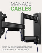 SANUS Full Motion TV Mount - Single Stud 32 to 55 inch TV Wall Mount Tilts, Extends & Swivels - Easy DIY Install Includes All Hardware & Post Install Leveling - Great for Corners