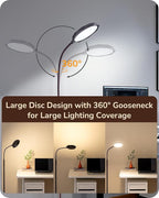 EDISHINE Modern LED Floor Lamp, 1300LM Bright Floor Lamps for Living Room, 4 Color Temperature Dimmable Reading Lamp, Remote & Touch Control, 2 Timer, Adjustable Gooseneck for Bedroom Office Brown