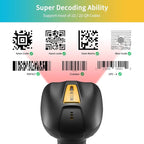 NETUM Upgraded QR Industrial Bluetooth Barcode Scanner with Charging Dock, Wireless 2D 1D Bar Code Reader 2600mAh Drop Protection Shock Dust Proof Hands Free for Windows Mac Android iOS (RD-1200)