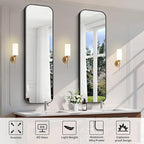 FORBATH Bathroom Mirror 55" x 16", Rectangle Black Bathroom Mirror with Black Aluminum Frame Rounded Corner, Wall Mounted Mirror for Bedroom Entryway Living Room