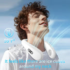 PluvoFan Neck Fan Back-Windy 6000mAh with Cooling Plate Cold Compress Bladeless Portable Thermo-Electric Cooler Rechargeable Holiday Essentials for Women Men Outdoor Camping Gardening Walking(White)