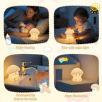 ICARER FAMILY Mushroom Night Light, White Silicone Night Lamp, Touch Control with 30/60 min Dimmble, 3 Brightness Levels, 7 Color Changing, LED Night Lights, USB-C Rechargeable, Gifts for Girls Boys