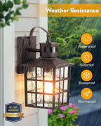 VIANIS ORB Motion Sensor Outdoor Lights Wall Mount, Dusk to Dawn Waterproof Exterior Lantern for House, Oil Rubbed Bronze Anti-Rust Garage Sconce Outside for Door, Garage, Entryway, Hallway