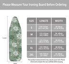 ZCFYGDX Ironing Board Covers Flower Branches Green Print Easy to Install Resistant,Elastic Edge 3 Nylon Buckle Strap Fasteners Breathable & Wear-Resistant,Resist Scorch Staining Protective Cover