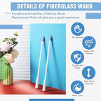 Bokon 2 Pieces White Fiberglass Blind Wand Vertical Blinds Stick Replacement with Hook and Handle for Window Opener Accessory(12 Inch)