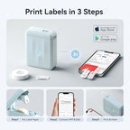 NIIMBOT D110 Upgraded Version Mini Label Maker Machine with Tape, Portable Bluetooth Thermal Printer, Sticker Labeler with Multiple Templates for Office Organization Home Kitchen School, Blue