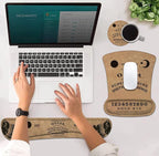 Ergonomic Mouse Pad Wrist Support and Keyboard Wrist Rest Set with Coasters, Non-Slip PU Base, Easy Typing and Relieve Wrist Pain, Perfect for Home Office Working Studying, Retro Ouija Board