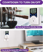 [2 Pack] Timer Outlet, Nearpow Multifunctional Infinite Cycle Programmable Plug-in Digital Timer Switch with 3-Prong Outlet for Appliances, Energy-Saving Timer, 15A/1800W