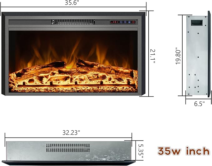 Trim Kit for 35.6" W x 27.5" H Electric Fireplace Inserts