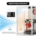 Crafit 3D Printer Cabinet, 3D Printer Enclosure with Ventilation, Thermo-Hygrometer and LED Light, Effectively Noise Reduction, Fits 3D Printers Up to 23''W x 22.4''D x 25.4''H
