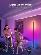 Tyute Corner Floor Lamp, RGB LED Corner Lamp with Music Sync, Smart App and Remote Control Color Changing Ambience Light, LED Lamp with 16 Million Colors for Bedroom, Living Room Gaming Room