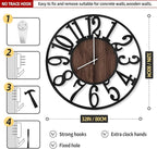 LEIKE Large Wall Clocks with Night Light Battery Operated,Silent Non Ticking,Rustic Modern Big Wood Clock for Living Room, Bedroom,Kitchen,Farmhouse,Office,Home Decor-32 Inch(Black-Arabic Number)