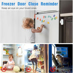 DAYTECH Freezer Door Alarm with Delay 1/2/3/4 mins When Left Open Window Chime Close Doors Reminder Refrigerator Door Alarm 0 to 120 dB for Fridge Home Store Office 2 Sets White