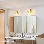 Shenmoyl Bathroom Light Fixtures, 2-Light Brass Vanity Wall Light Over Mirror with Green Tulip Glass Shade for Bedroom Living Room (Bulb Not Included)