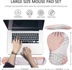 Laokiiy Mouse Pad Wrist Support, 2 in1 Keyboard Wrist Rest+ Ergonomic Mouse Pad, Non-Slip Wrist Rest for Computer Keyboard, Made Easy Typing & Relieve Wrist Pain（Leaf