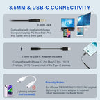 Callez Computer Headset, 3.5mm Cell Phone Headset with Mic Noise Cancelling, USB-C Wired Headphone for PC Laptop Mac iPhone Samsung Zoom Teams Call Center Home Office Work, in-line Controls
