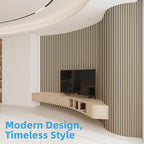 Art3d 1-Pack Acoustic Wood Slat Wall Panel with Roll-Flat Design - 95.3 x 23.8 Inch Sound Absorbing Panels for Living Room Columns Corridor Curved Wall Decor, Oak