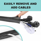 AGPTEK Cable Sleeve Cover, 10ft - 1.5 inch Desk Cord Organizer Cable Hider, Home Office Wire Management Computer TV Wire Loom Tubing, Pet Proof Cord Protector, from Cat Dog Chewing, Black