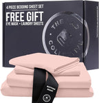 THE LAD COLLECTIVE 3.0 Twin XL Bedding Set - 4-Piece Bedset w/Fitted Sheet, Top Sheet & 2 Standard Pillowcases [Duvet Not Included] - Bamboo-Cotton - The Yellowstone Collection Peach