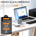 DisplayLink Docking Station Dual Monitor 4K@60HZ for MacBook, Windows, TobenONE Universal Mac mini M4 Dock with 2 HDMI & 2 DP, 65W Power Delivery, 7 USB, USB-C 3.1, Ethernet, SD/TF