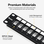 PBAEGAV 24 Port Patch Panel Blank UTP/STP 1U 19" Keystone Patch Panel with Cable Management and Support Bar Compatible with LC/SC/ST/FC/USB/HDMI Keystone Jack(24 Port StyleB)