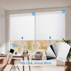 COOLWINDS Motorized Blinds with Remote Cordless Automatic Motorized Shades Custom Blinds for Windows Smart Curtains Compatible with Alexa Google Home(,Fabric Samples)