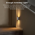 L LOHAS LED Night Light, Night Lights Plug into Wall, 1-Pack, Smooth Silver Glossy Plating Metal-Shade Nightlight, Light Sensor, Soft White 3000K, Dimmable Night Light Plug in for Hallway Bedroom