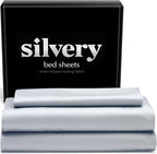Silvery Silver Infused Bed Sheets Set - Award-Winning Self-Cooling Fabric with Self-Cleaning Silvery Technology™ That Stays Fresh 3X Longer for Hygienic Sleep (Gray, Twin XL)