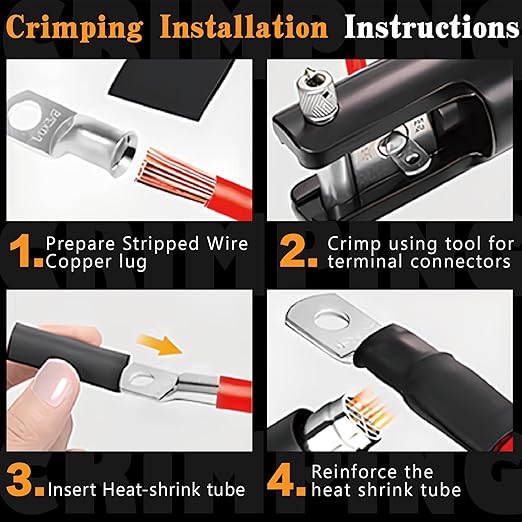 20PCS 6 AWG 5/16 3/8 inch Battery Cable Lugs,6 gauge Tinned Copper Crimp Connector Ring Terminal Wire Ends with 20pcs 3:1 Adhesive Heat Shrink Tubing in Dual-neck bottle