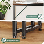 Huuger 78.7 Inch Office Computer Desk with Storage, Writing Work Desk for Home Office, Study, Gaming, Long Simple Desk, Large Legroom, Metal Frame, Rustic Brown and Black