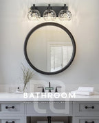 METWET Bathroom Light Fixtures Over Mirror, 3-Light Matte Black Vanity Light with Clear Hammered Glass Globe Shade, Modern Sconces Wall Lighting for Bedroom Hallway, VL200-MB-3