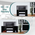 EMERIT Large Printer Stand, Adjustable Printer Table with Storage, 2-Tier Printer Riser Desktop Paper Organizer Shelf for Home Office,23'' x12.3'' x 8.7'' (Black)