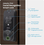 Lockly Visage Zeno Series Smart Lock, Facial Recognition & Fingerprint Keyless Entry Door Lock, Built-in Wi-Fi Deadbolt with Apple Home Key, PIN Genie Keypad, App Remote Control, Easy Installation