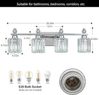 FDPBY Bathroom Vanity Lights 4-Light Chrome Modern Crystal Vanity Light Fixtures Over Mirror Crystal Bathroom Vanity Lighting Fixtures